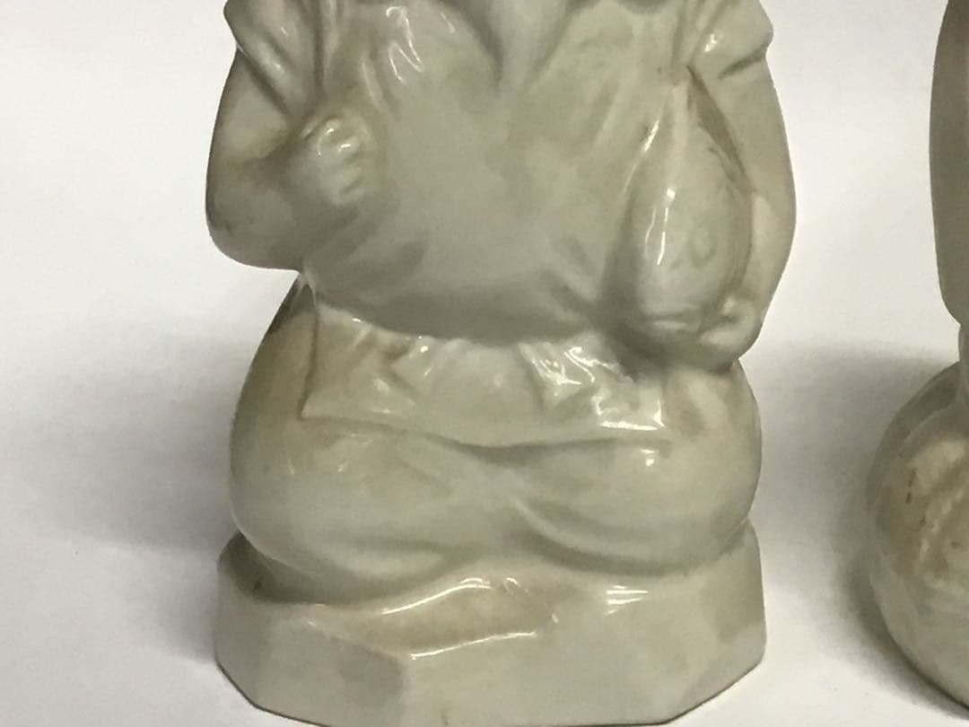 陶器製 福の神像 置物 クリーム色