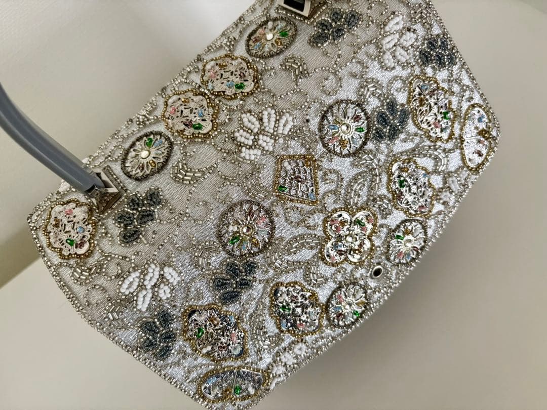 グラスビーズ　ハンドバッグ　日本製　手刺繍　パーティバック　和装