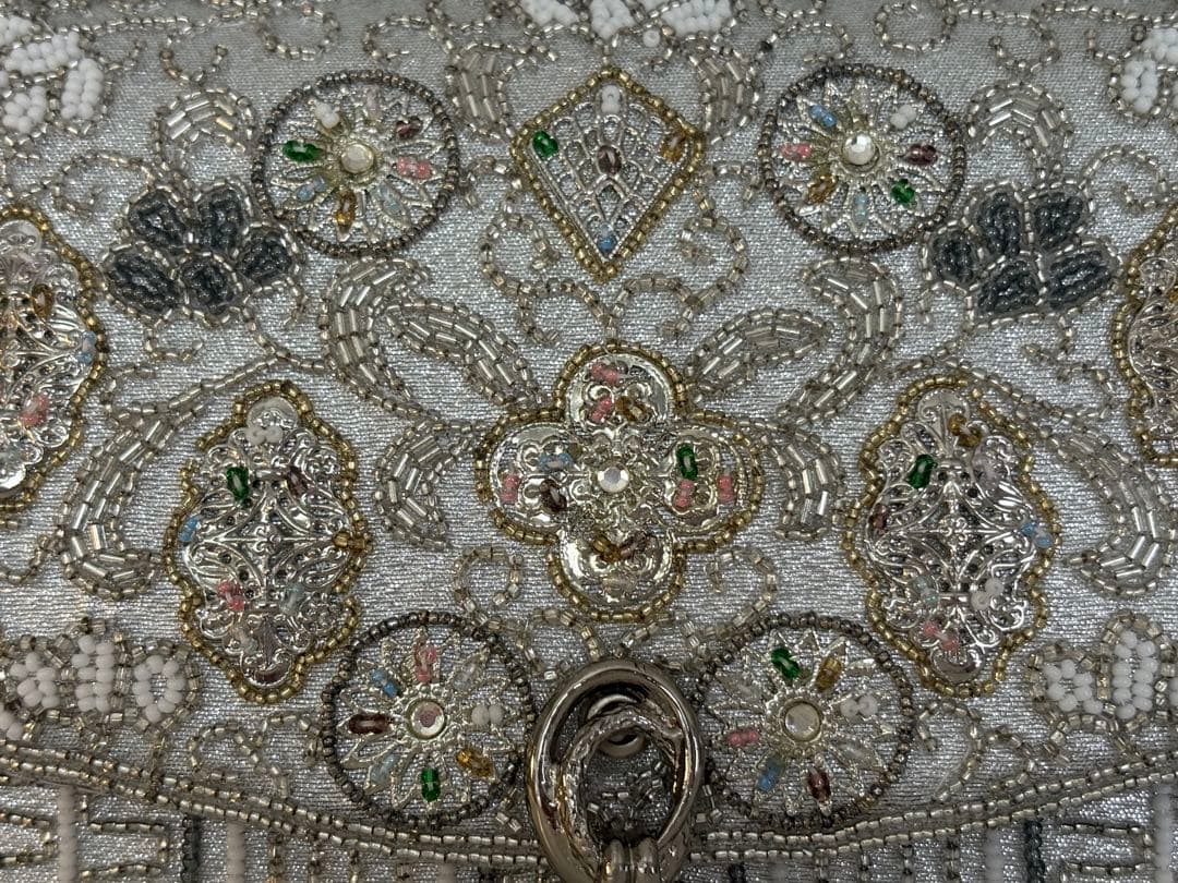 グラスビーズ　ハンドバッグ　日本製　手刺繍　パーティバック　和装