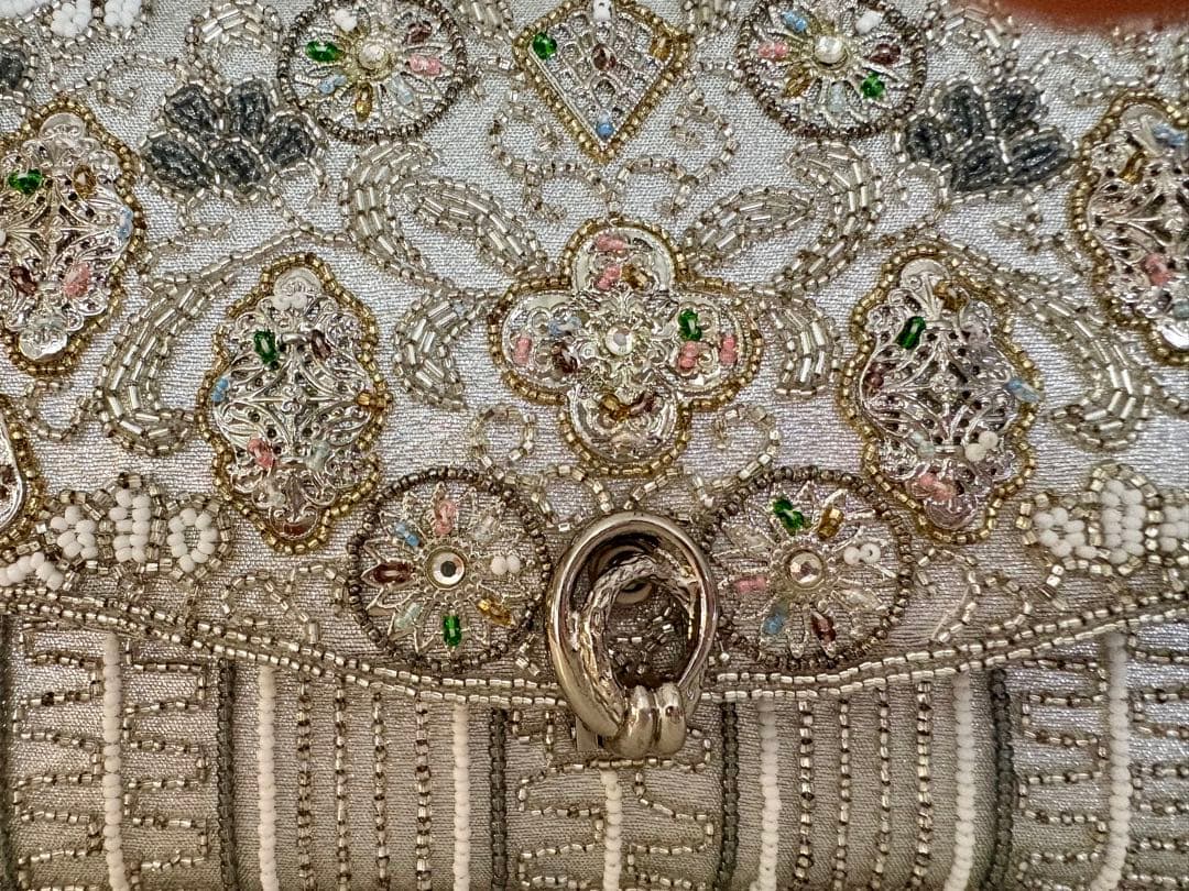 グラスビーズ　ハンドバッグ　日本製　手刺繍　パーティバック　和装