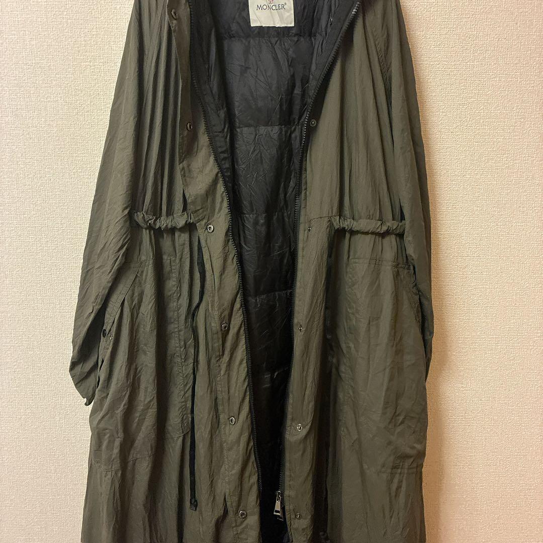 MONCLER オリーブ ロングコート ダウン アウター モッズコート