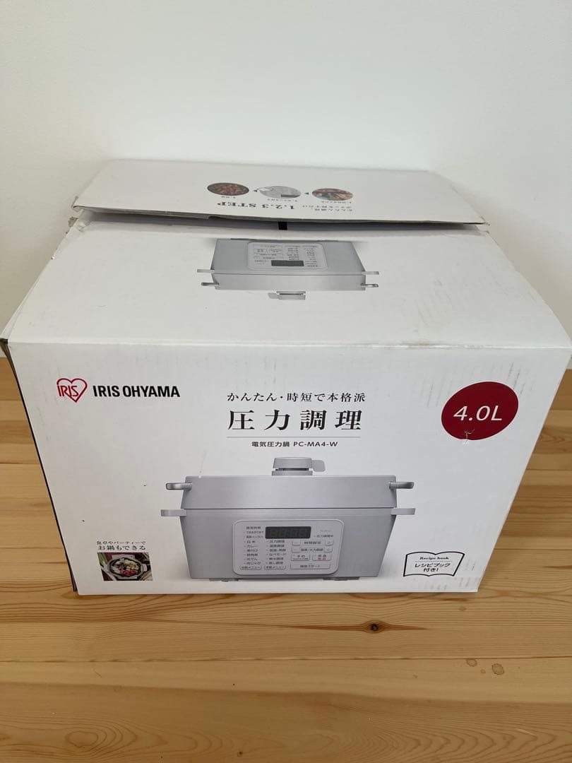 新品未使用★アイリスオーヤマ4.0L電気圧力鍋PC-MA4-W白　低温発酵蒸し器