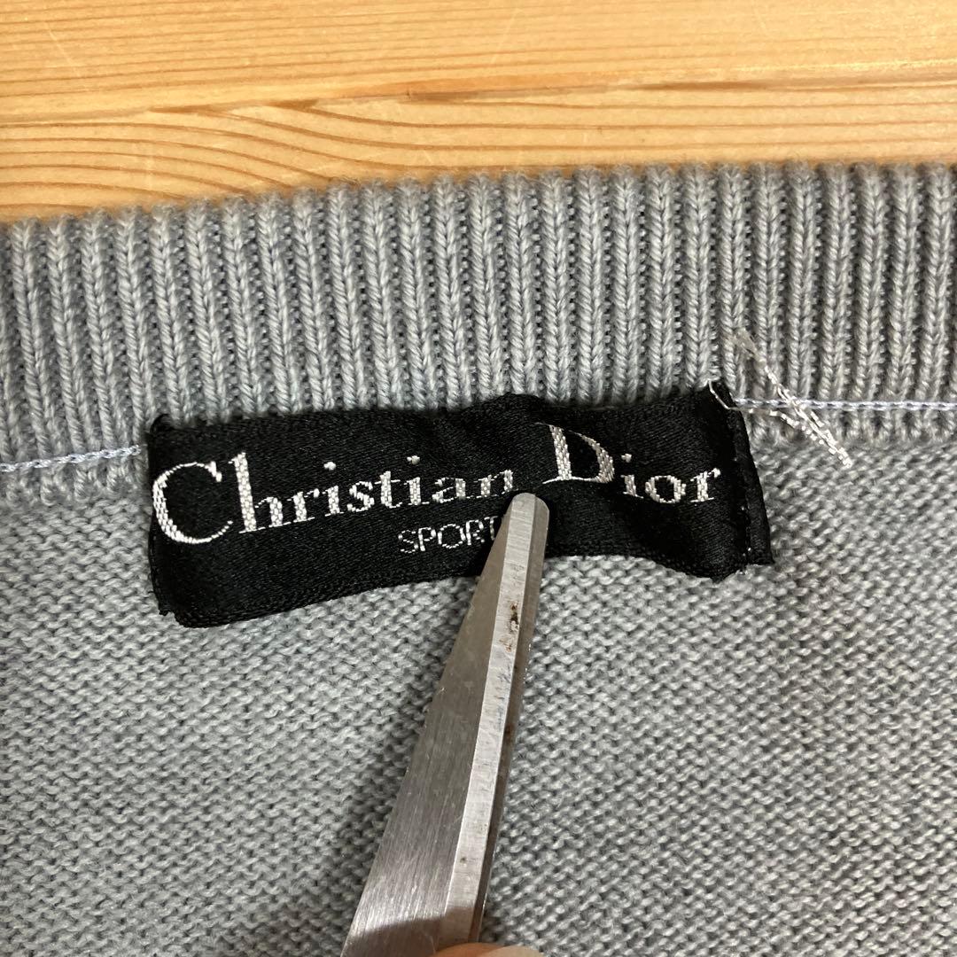 美品　90s Christian Dior ウールニット　ブルーグレー　CDロゴ