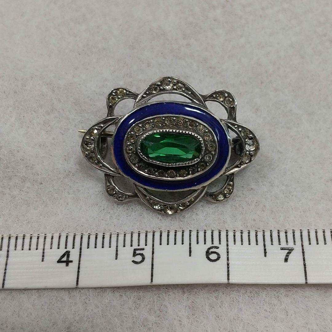 ヴィクトリアン グリーン クリア ペースト エナメル ブローチ