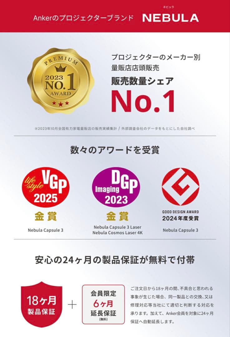 K*O様 NEBULA プロジェクター 本体 レッド