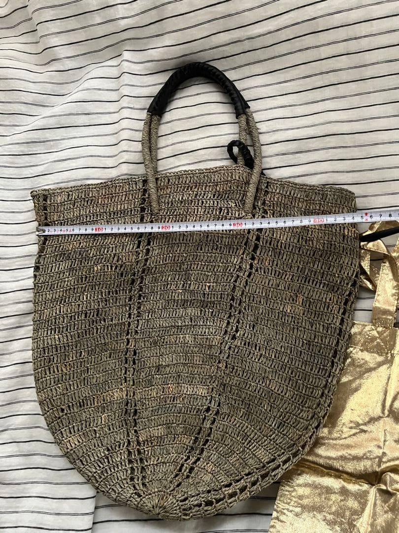 IENA購入　a. グレーカーキラフィアかご　ショルダー