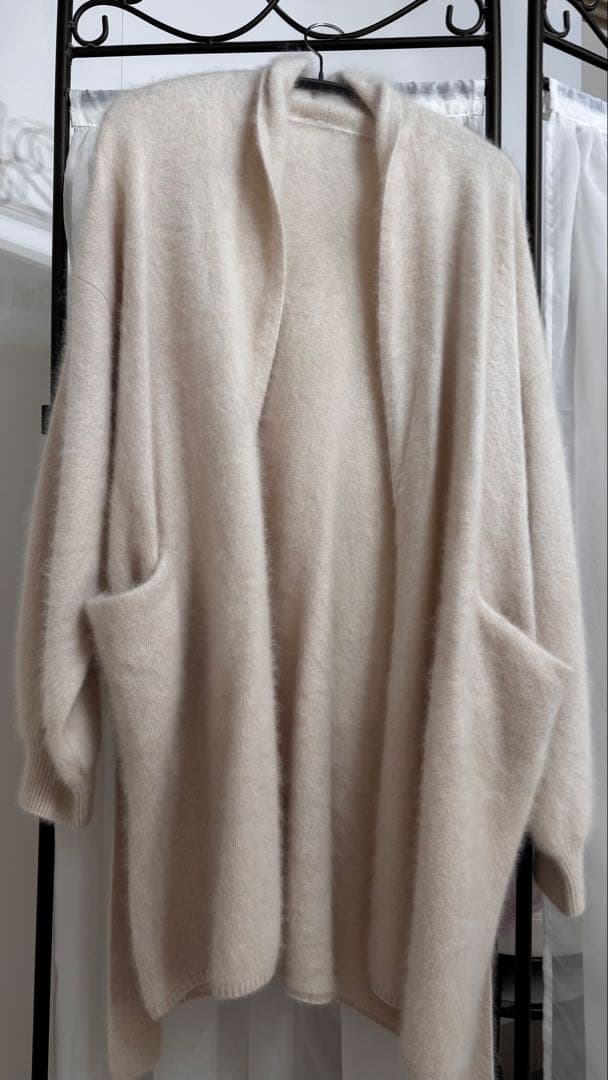 anuans ラクーンショールカラーカーディガン アイボリー