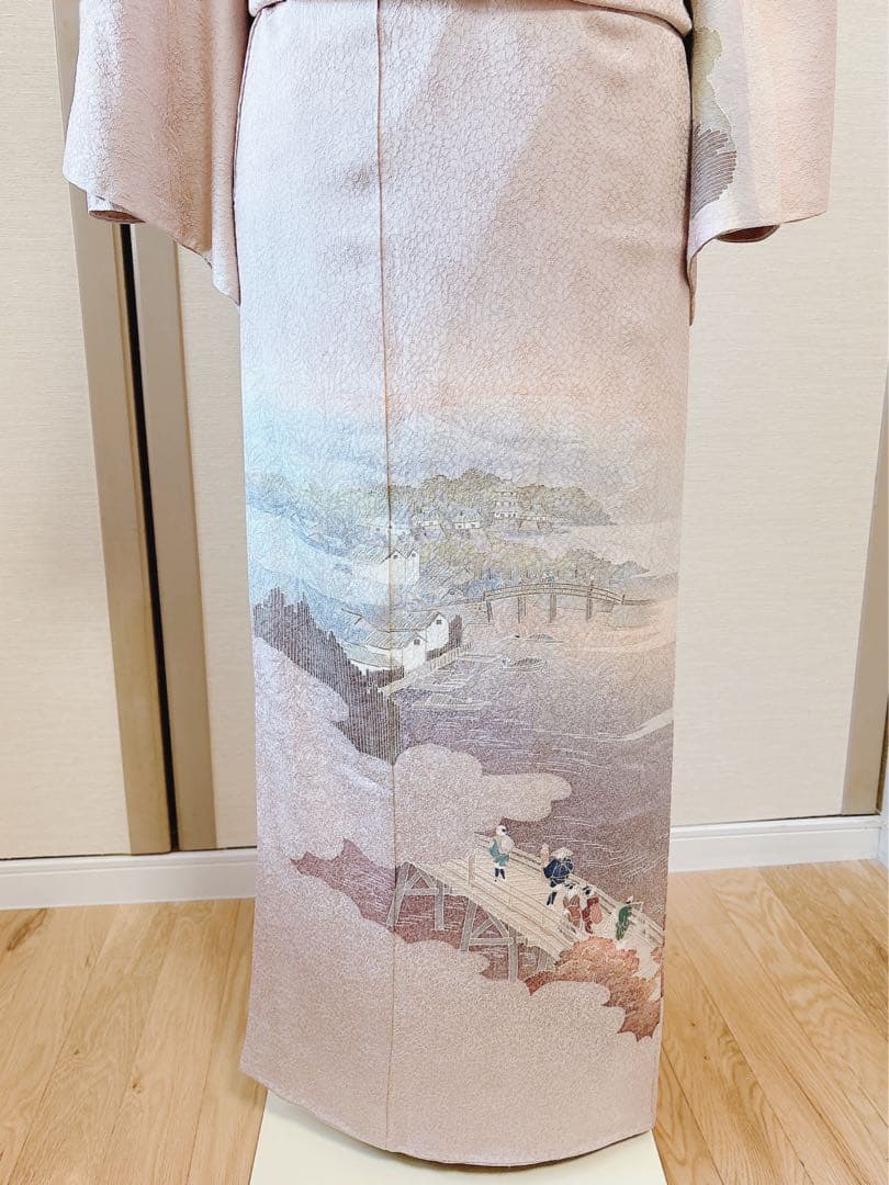 美品　訪問着　フルセット　S 友禅 風景　卒業式　入学式　お宮参　袋帯　紋