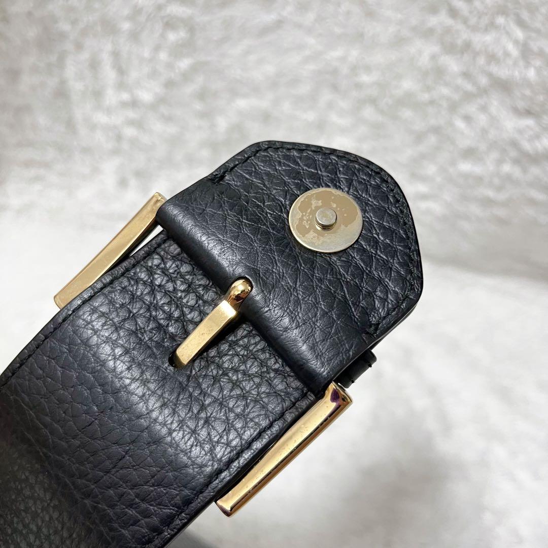 ス*ー様 【未使用級】FURLA フルラ ハンドバッグ 黒 レザー ベルト