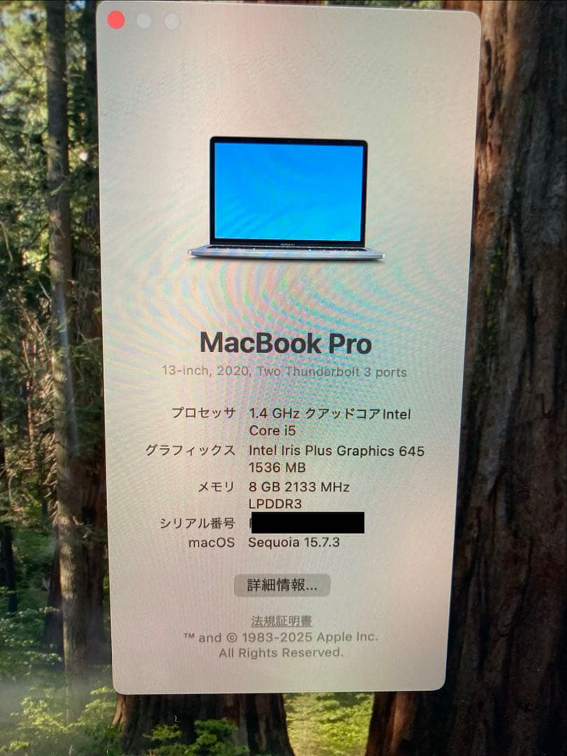 MacBook Pro 13インチ　corei5 2020 8GB 512GB