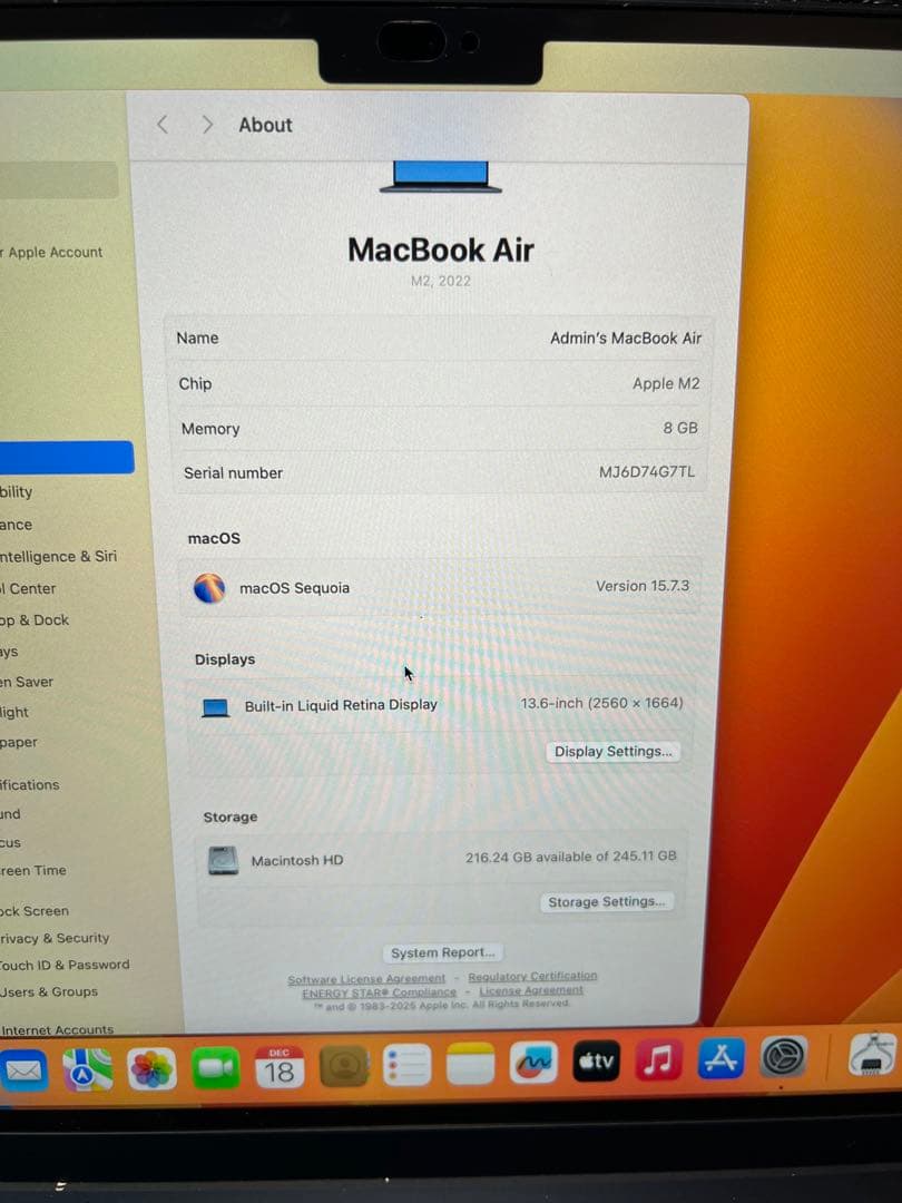 Apple MacBook Air M2 (2022) 本体