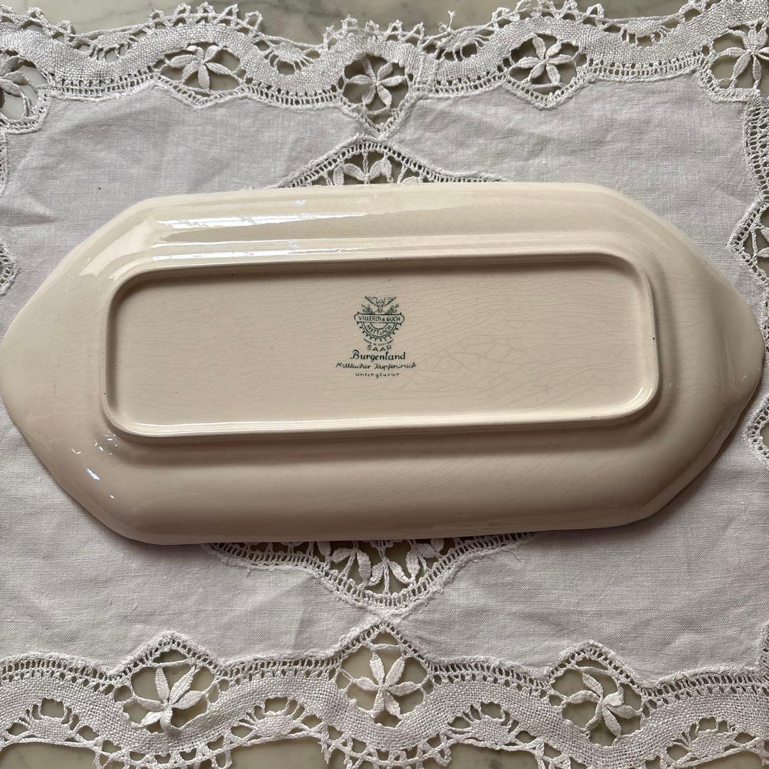 ドイツ　アンティーク　ヴィンテージ　ビレロイ&ボッホ　ケーキプレート　ブラウン