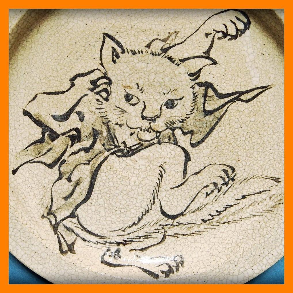 740『妖怪 猫又 踊る猫 皿』暁斎　/骨董品 古美術 古玩 アンティーク