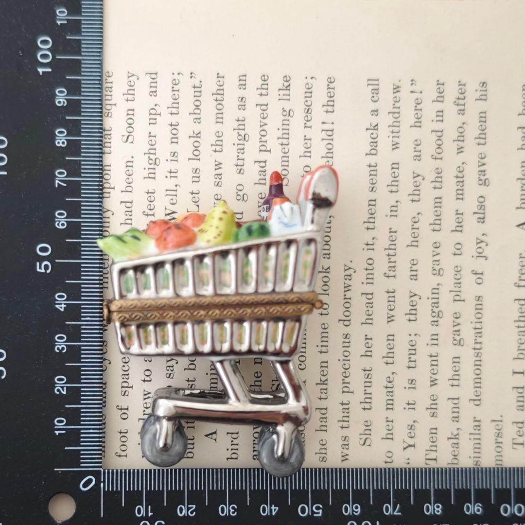 リモージュボックス　ショッピングカート　フランス製　小物入れ　ミニチュア