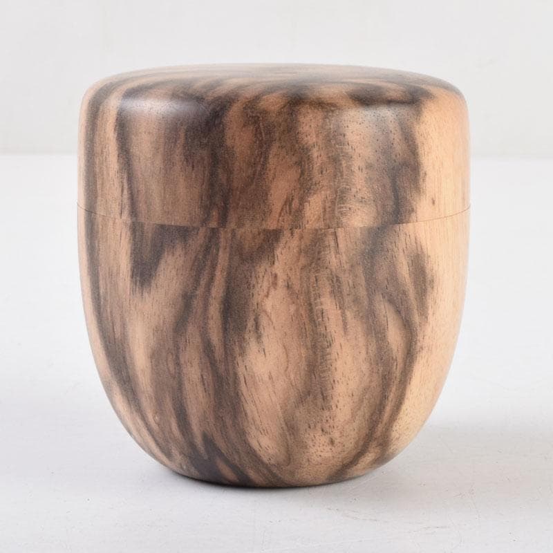 茶道具　天然木　黒柿製　無垢彫　綺麗な木目の棗　時代箱　V　8794