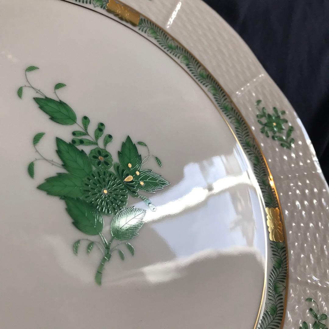 【未使用品】26cm ヘレンド アポニーグリーン プレート 2枚組 箱付き