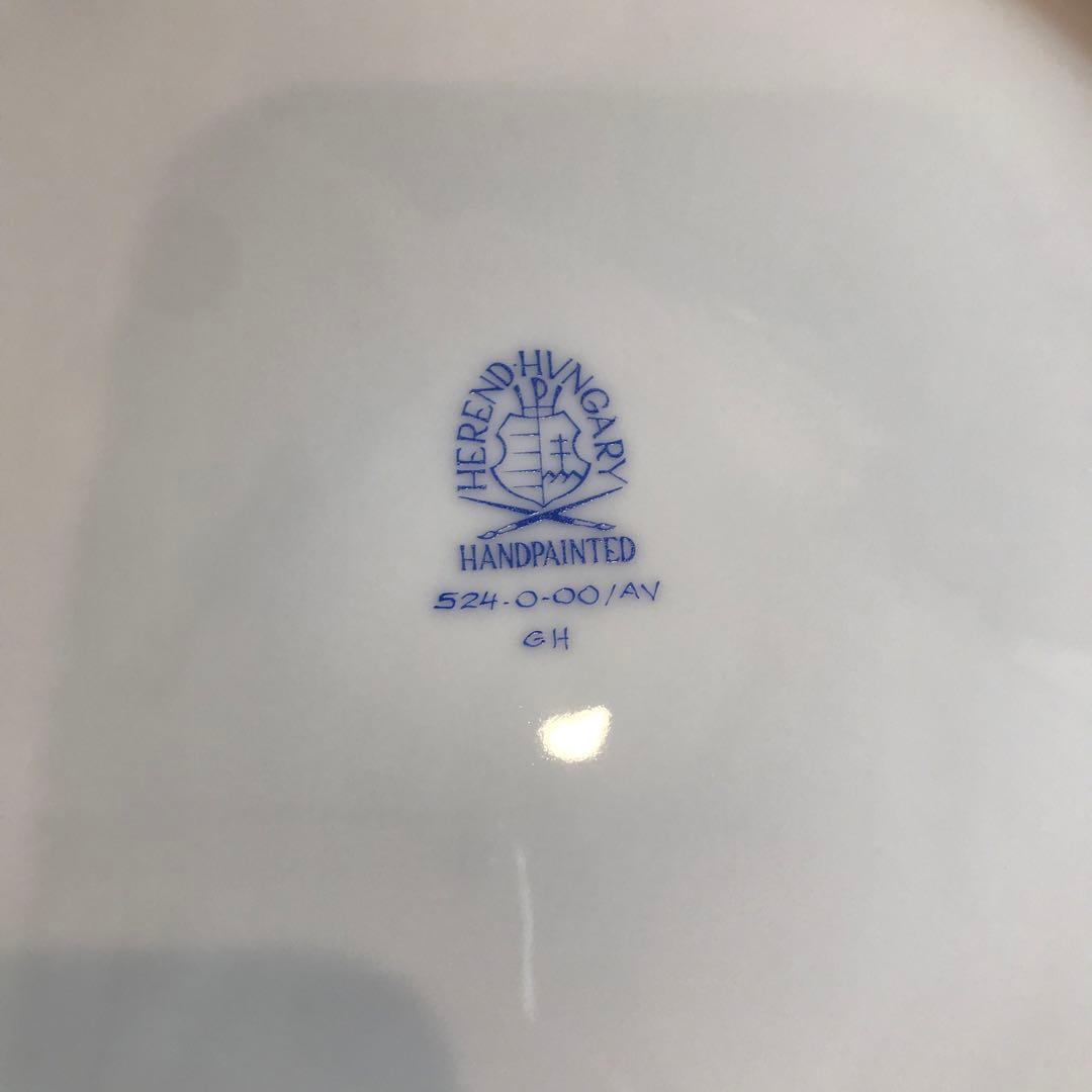 【未使用品】26cm ヘレンド アポニーグリーン プレート 2枚組 箱付き