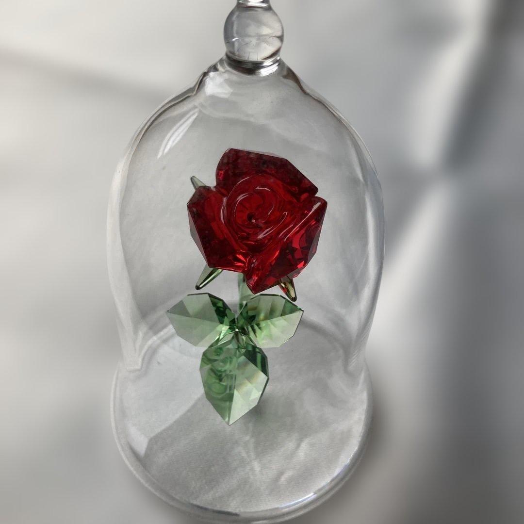 スワロフスキー　美女と野獣　薔薇　クリスタル　オブジェ