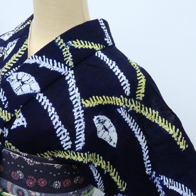 Y3285◆美品 有松鳴海絞り 綿 高級浴衣 洗える夏着物