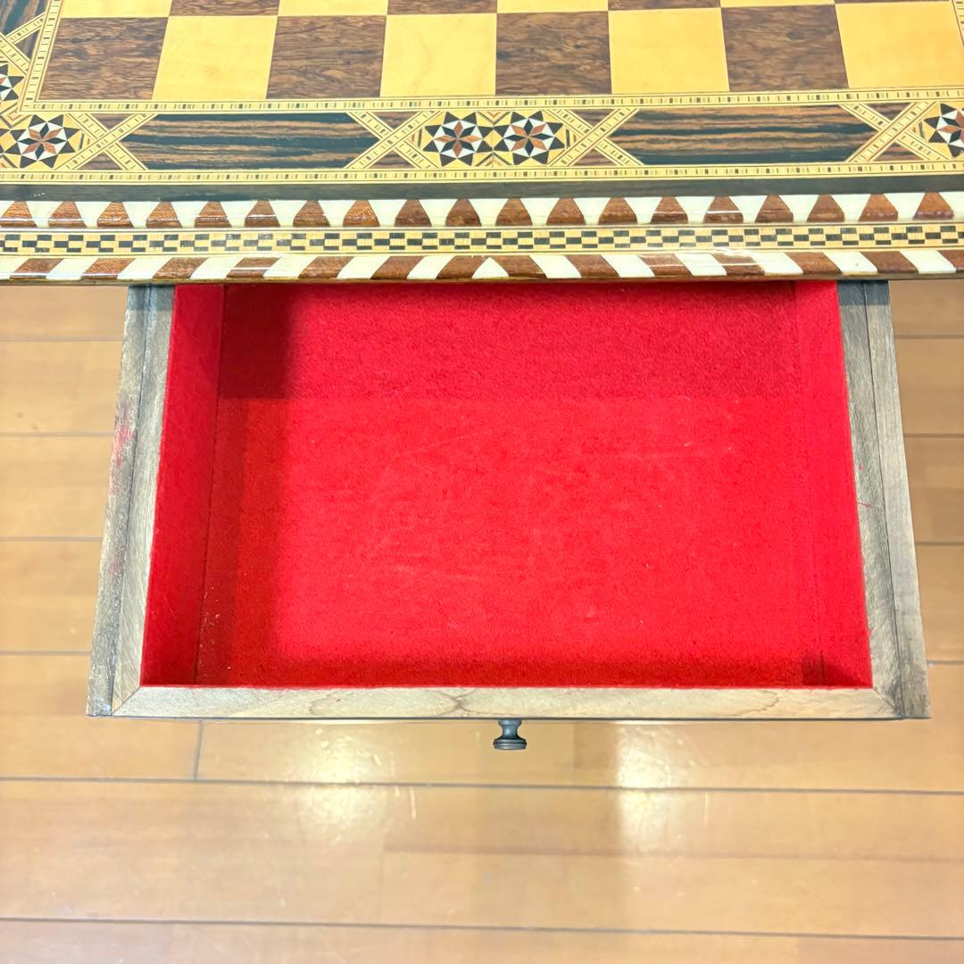 【希少レトロ・駒付属】アンティーク調 インテリア チェステーブル＆駒セット