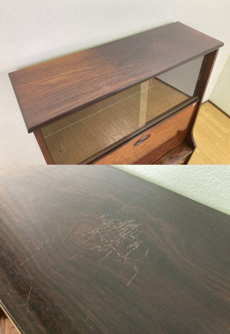 ロータイプ 昭和レトロ ライティングビューロー 勉強机 デスク 茶 ブラウン