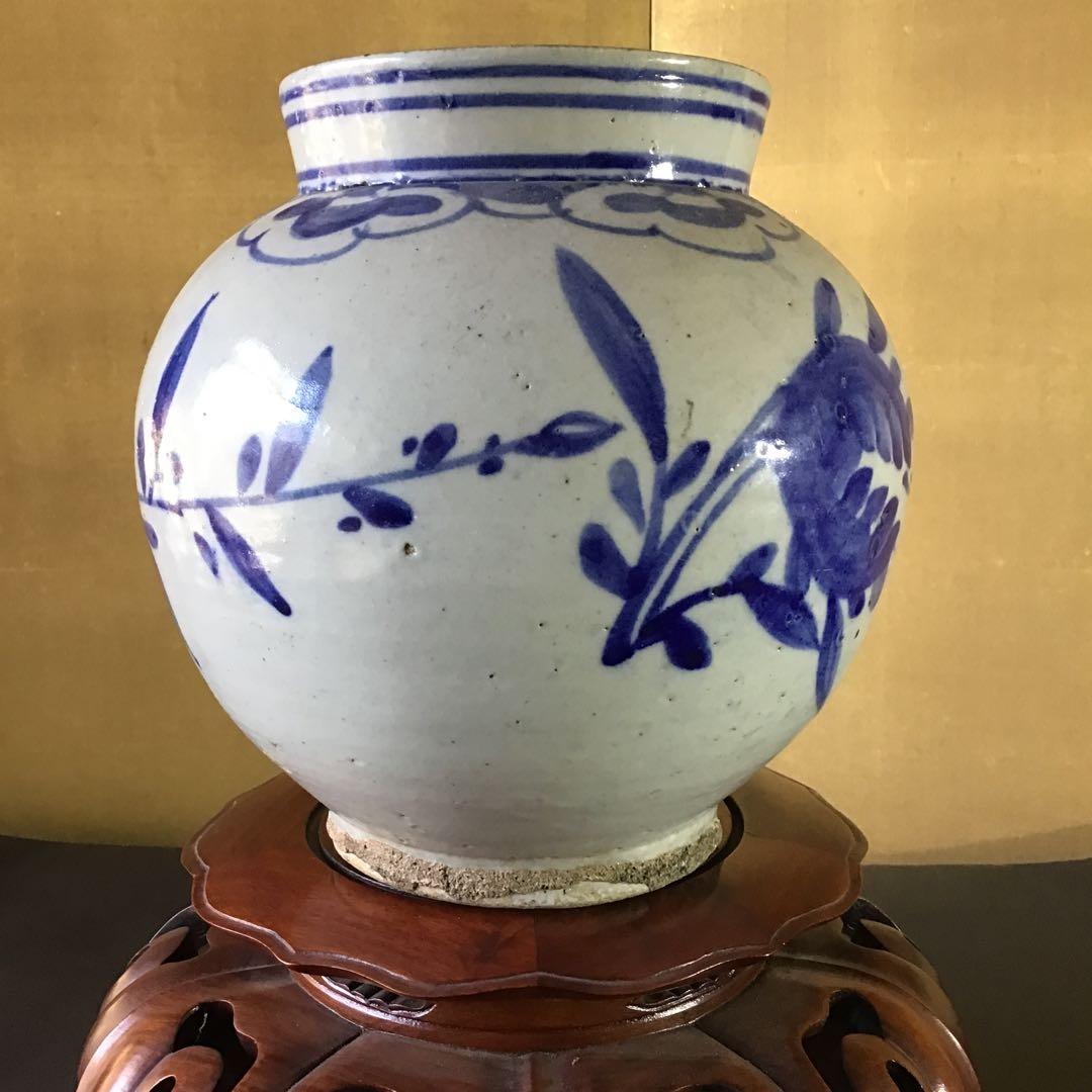 李朝　柘榴図柄　大壺　李朝中期