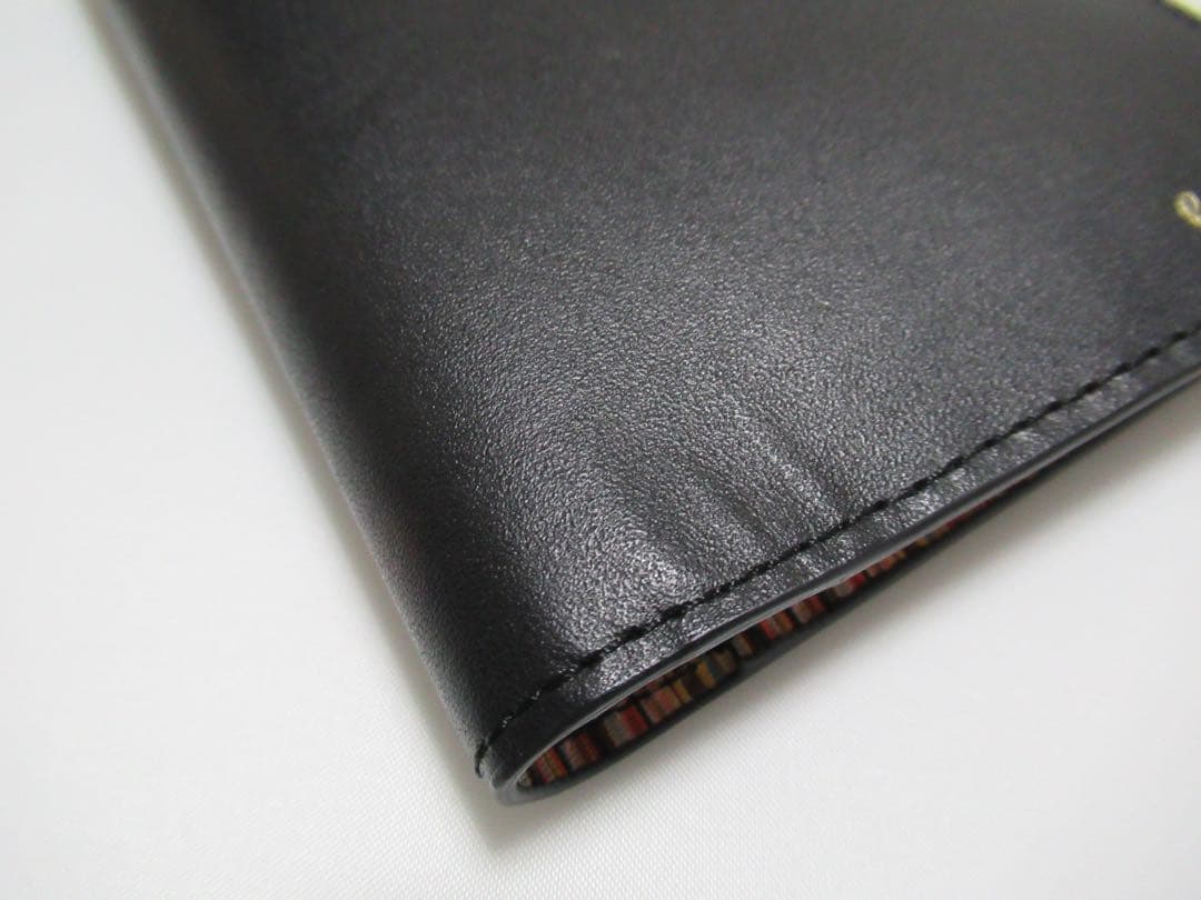 ポールスミス 新品訳あり！インテリアシグネチャーマルチストライプ牛革手帳ケース黒