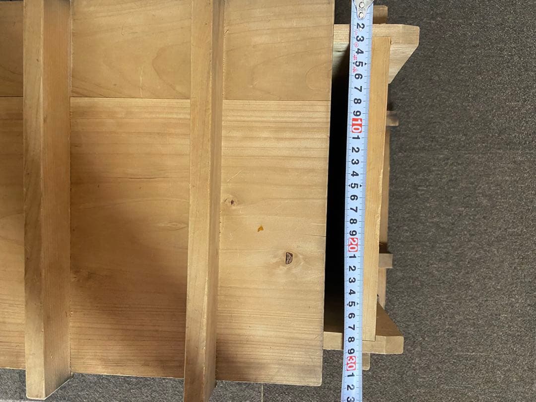 木製角【小】せいろ　アンティーク　レトロ　竹スノコ付き　蒸し器