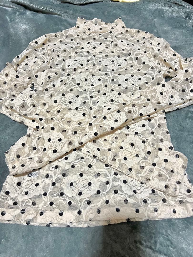 トップス DOT LACE SEE-THROUGH TOP(HIGH NECK)