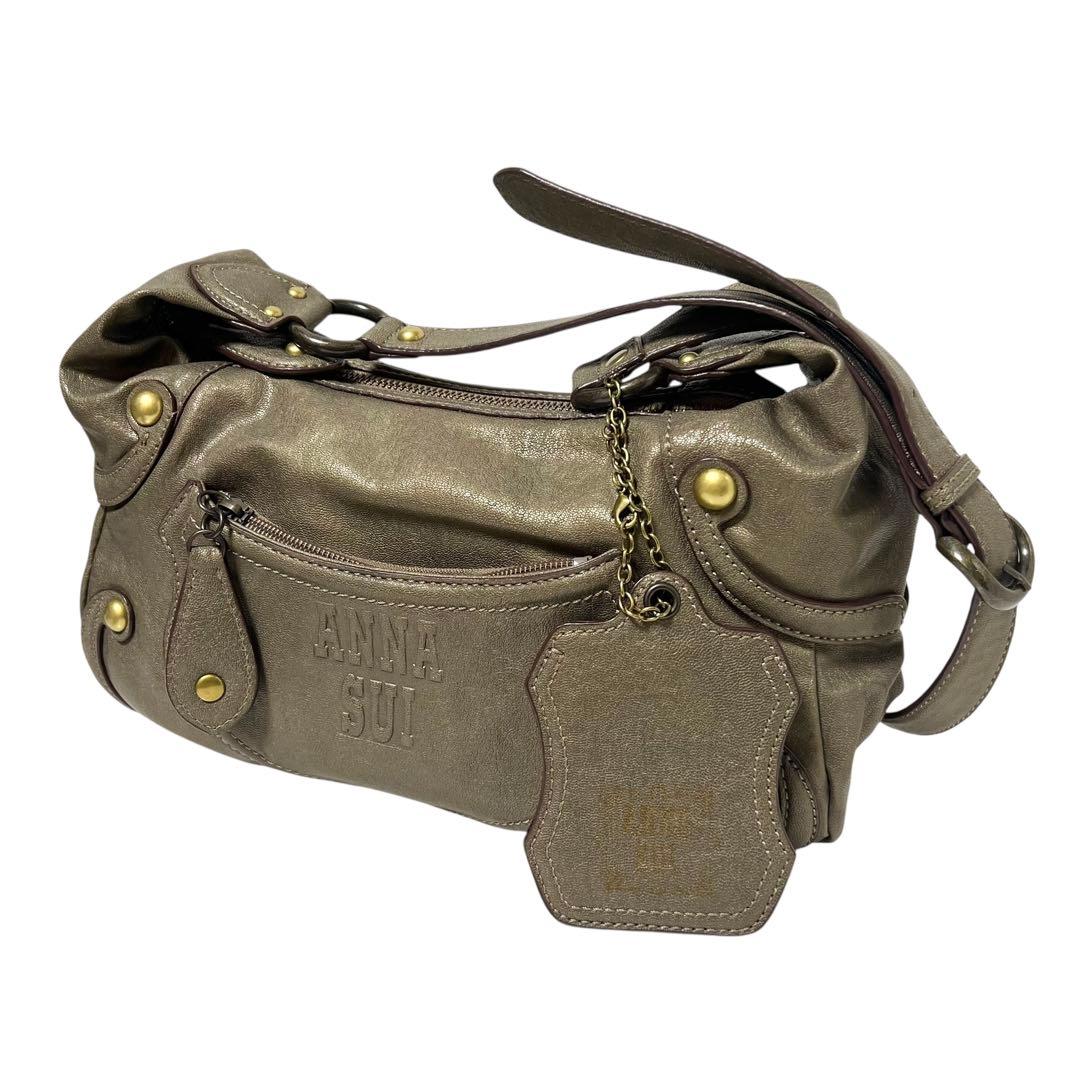 美品 ANNA SUI アナスイ ドリトル 斜め掛け ショルダーバッグ カーキ