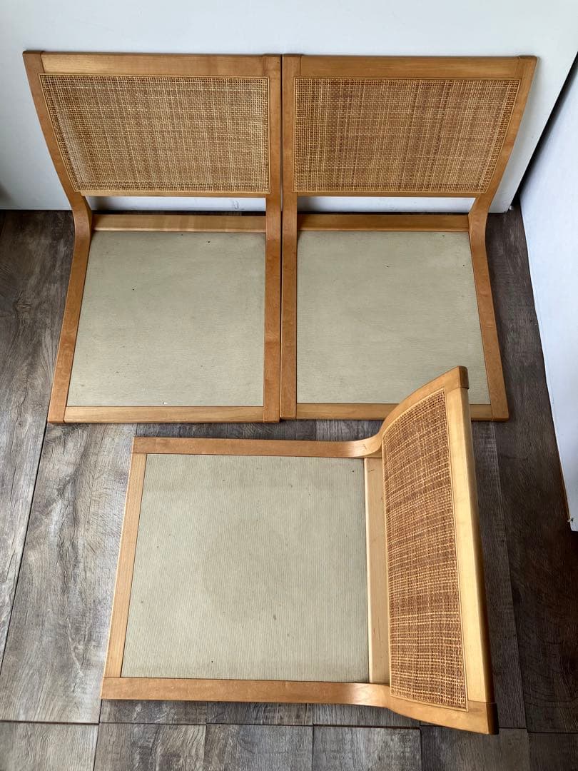 天童木工　座椅子　和モダン　こたつ椅子　ラタン　3点