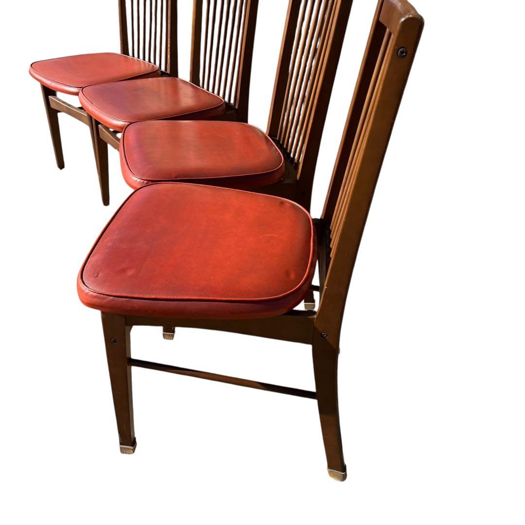 HAMAMOTO（ハマモト）製 木製ダイニングチェア 4脚セット　赤