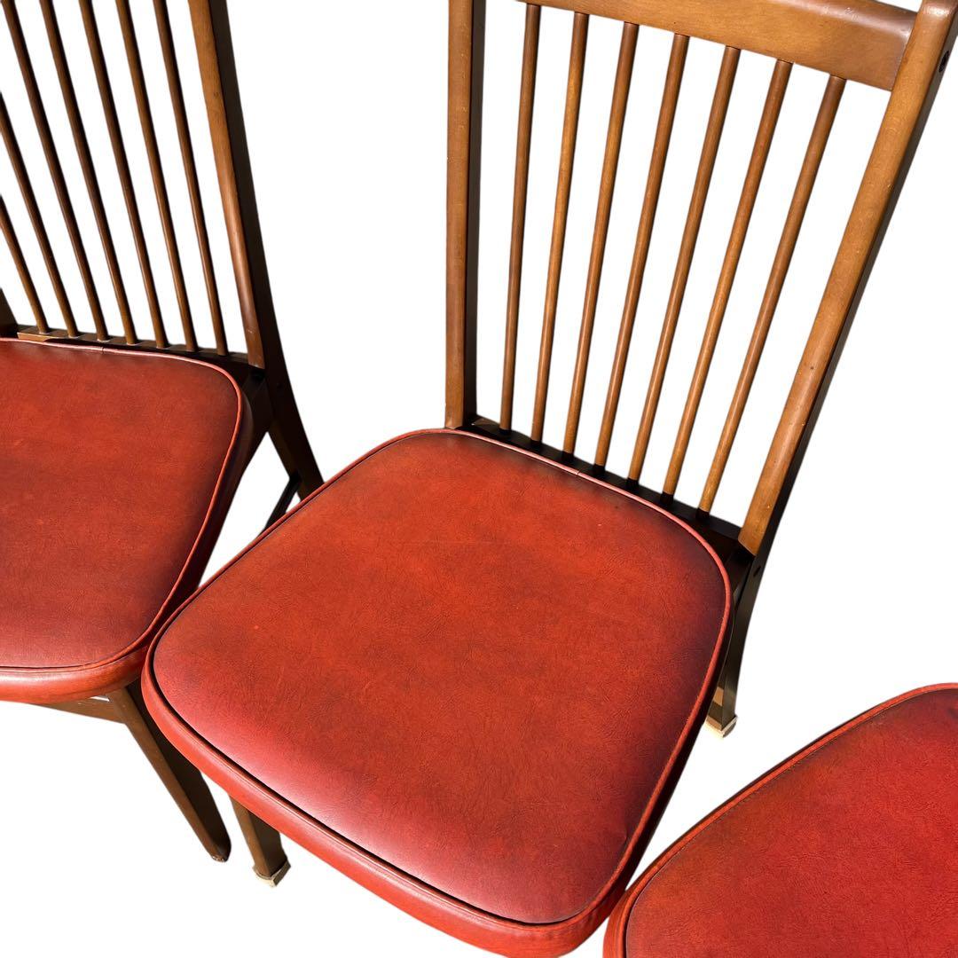 HAMAMOTO（ハマモト）製 木製ダイニングチェア 4脚セット　赤