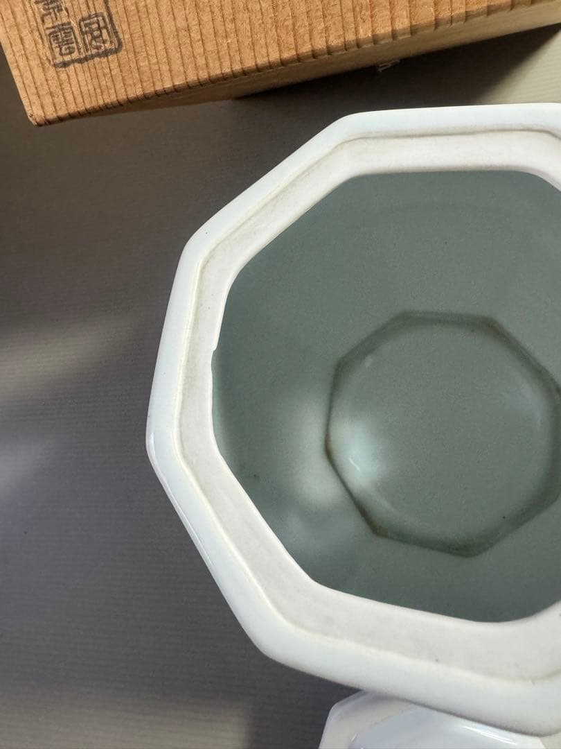 1552 平安景雲　染付葡萄棚文　水指　共箱