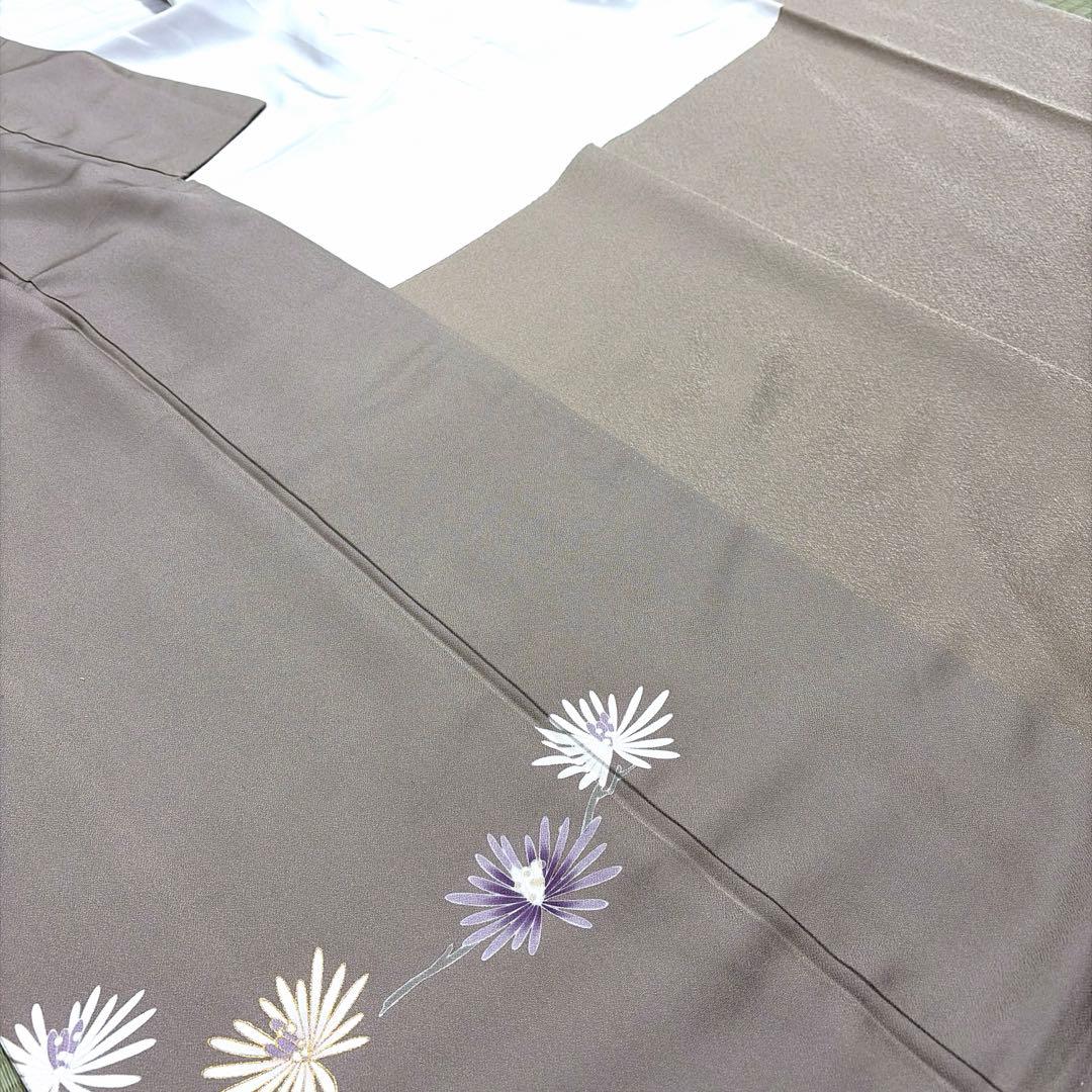 正絹　付け下げ　友禅染《金彩　金駒刺繍　花々》