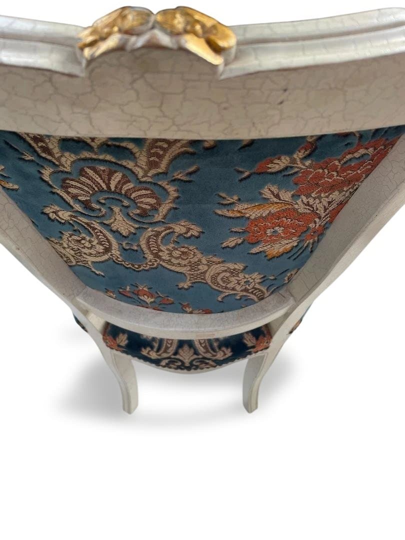 金華山織 猫脚 イタリア　ダイニングチェア ホワイト　 アンティーク　12c07