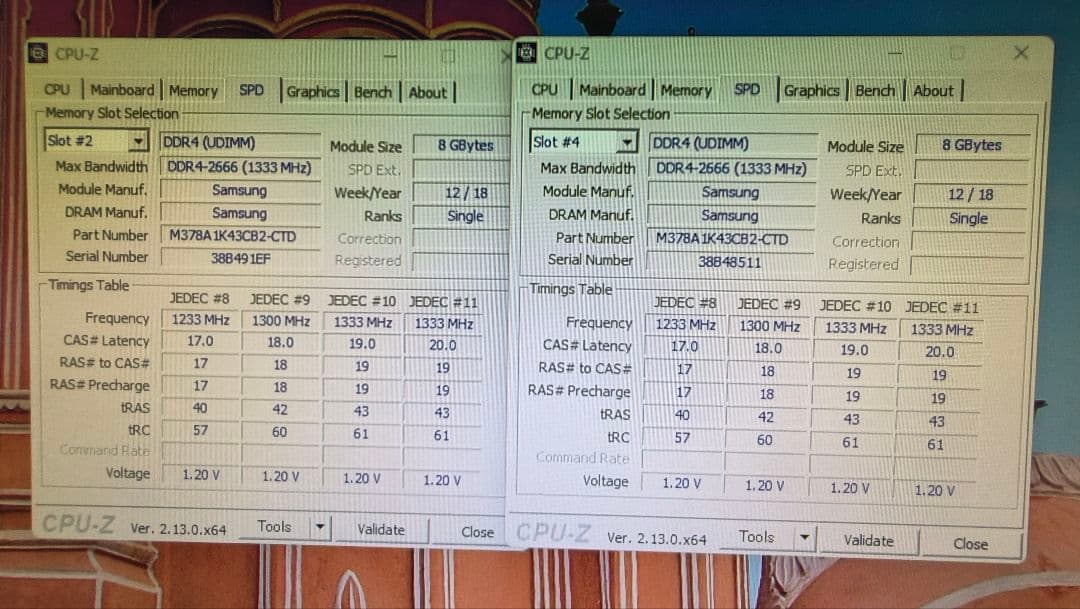 DDR4 8GBx2枚 16GB pc4-2666 動作確認済み ⑪