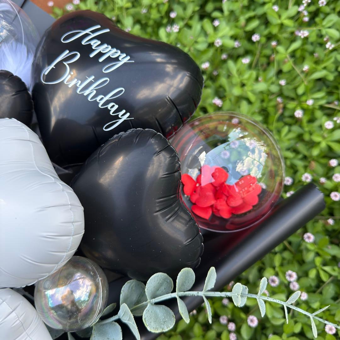 専用☻♡黒バルーンブーケ花束｜風船 推し活 生誕祭 推し会 プレゼント 卒業式