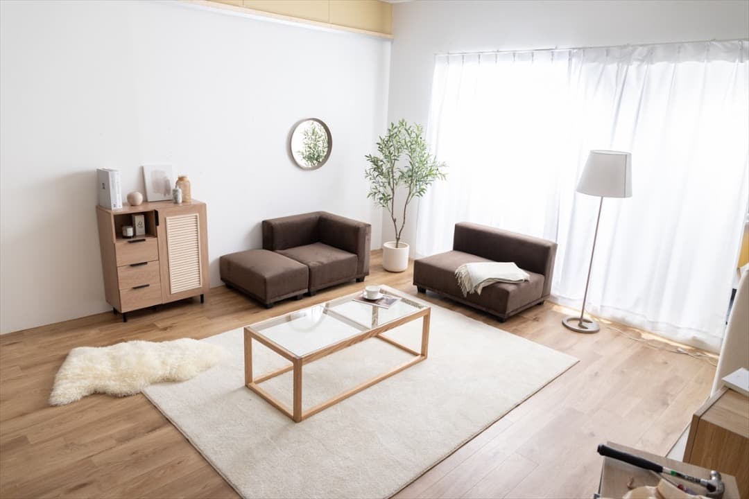 【送料無料】Sucre コーナーソファ 天然木フレーム Sバネ