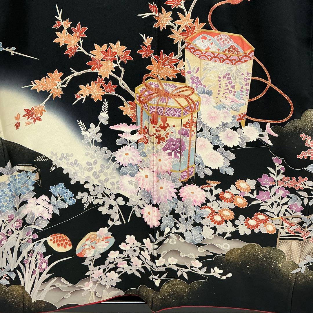 b231 正絹　振袖　友禅　金銀彩　伊達衿付　着物