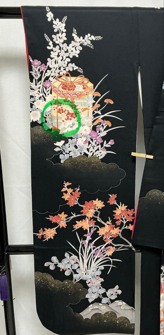 b231 正絹　振袖　友禅　金銀彩　伊達衿付　着物