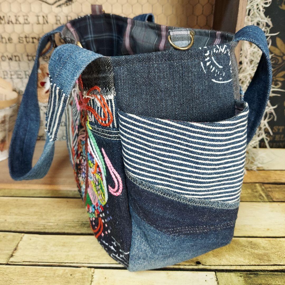 【MINMI】刺繍デニムバック　No.672　ショルダーベルト