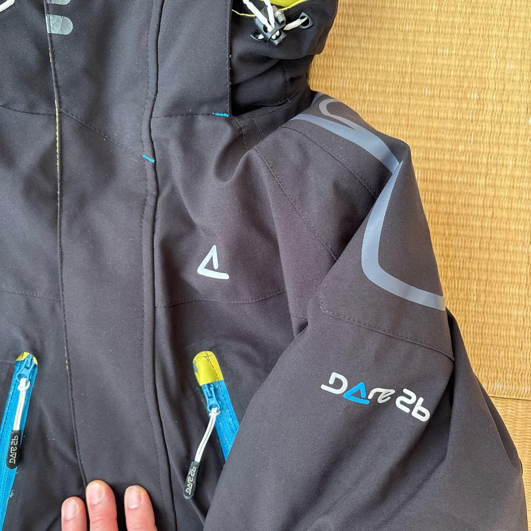 スキーウェア上下　メンズ 黒/黄 フード付き