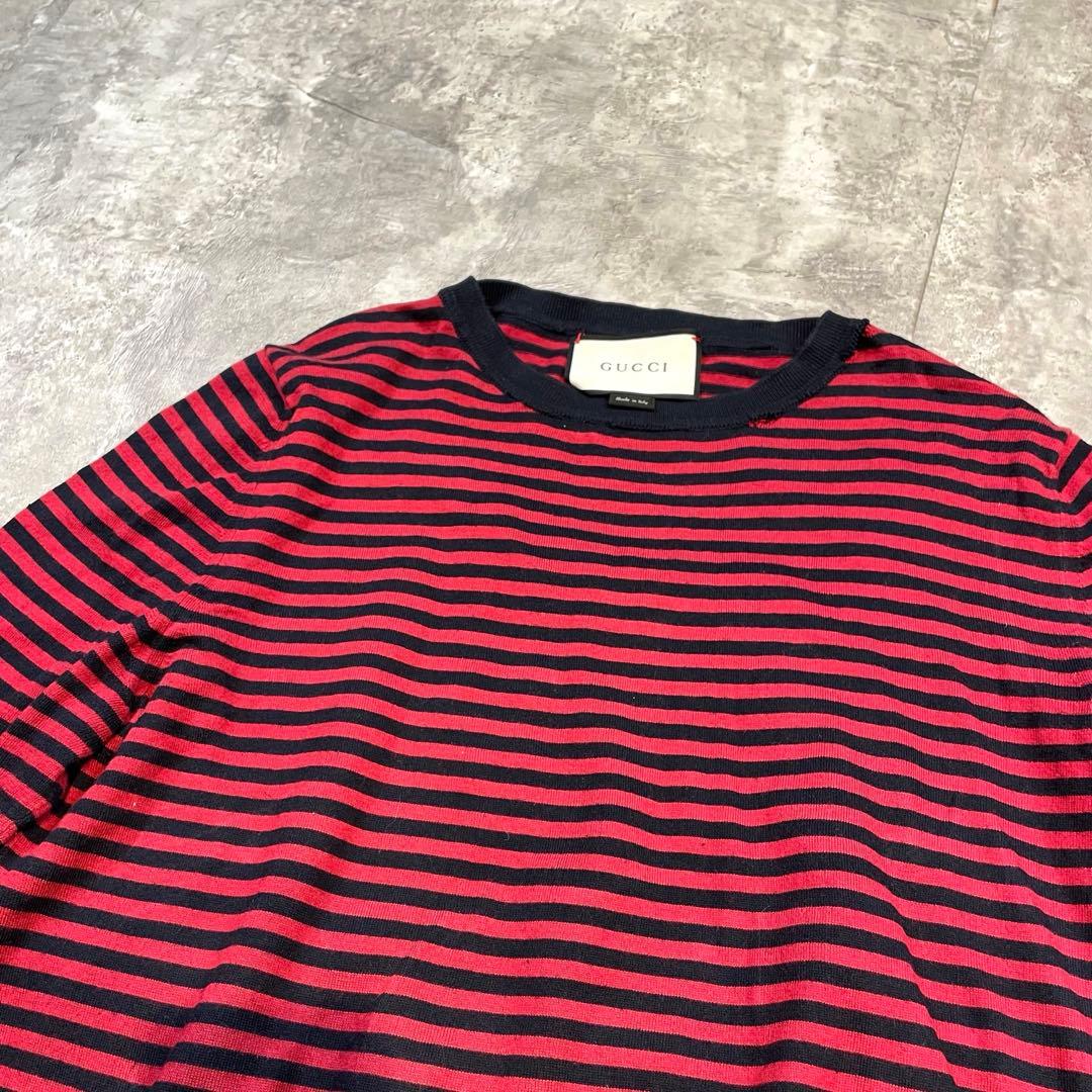 GUCCI ボーダーニット セーター コットン×カシミヤ Mサイズ