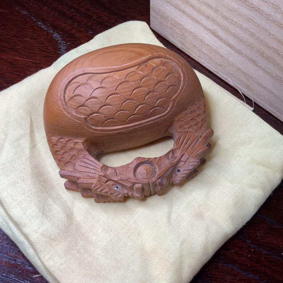 伝統工芸 香合 美品 大江 勝美 一位一刀彫 龍 木彫 茶道具 飛騨名工 香道具