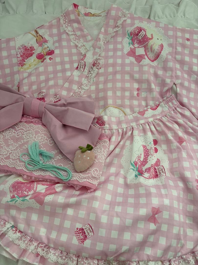 ToAlice C2167 いちごギンガムチェック浴衣セットMサイズ