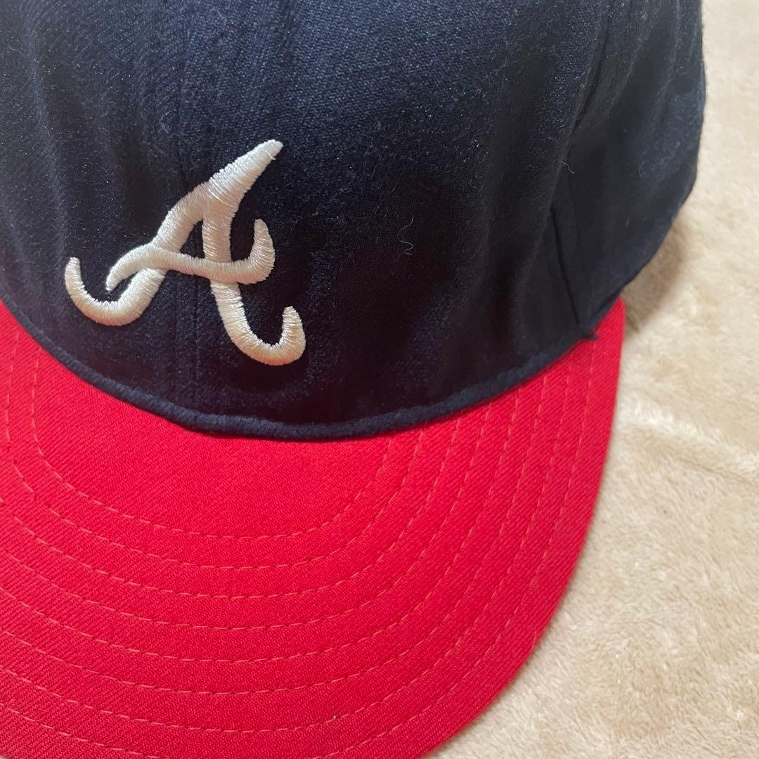 90s USA製 NEWERAアトランタブレーブス キャップ ネイビー レッド