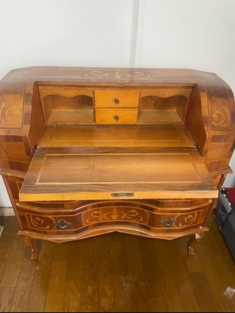 【ジャンク】象嵌　イタリア家具　ライティングビューロー 【引取限定】
