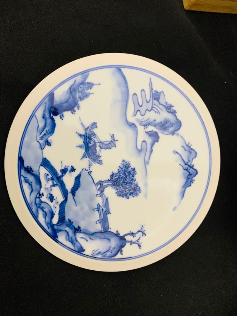 曽根幸風造　染付祥瑞金襴手水指　平安　京焼　栞黄布共箱付き