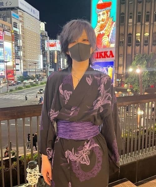 【新品未使用】REFLEM レフレム 総柄浴衣SET ブラック パープル